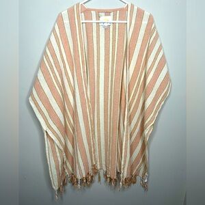 NWOT Swim Cover Up Rays for Days Cardigan Open Front Poncho Striped Fringe OS